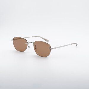 Montblanc MB0303S 003 Sunglasses Silver Square Frame, Brown Lenses